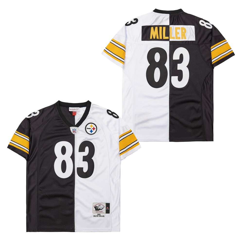 Alternative view of Heath Miller 83 Pittsburgh Steelers Two-Toned Retro Throwback Men Jersey - Black/White JS3224 nicesnker