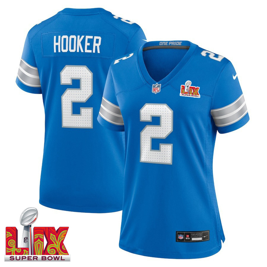 Hendon Hooker #2 Detroit Lions Super Bowl LIX Women's Jersey - Blue JS4943 nicesnker