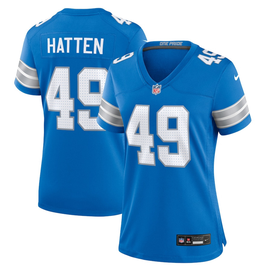 Hogan Hatten 49 Detroit Lions Women's Game Jersey - Blue JS1373 nicesnker