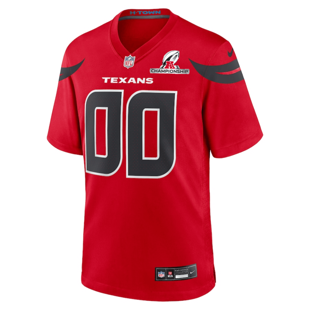 Alternative view of Houston Texans AFC Championship Patch Alternate Game Men Custom Jersey - Red JS3504 nicesnker