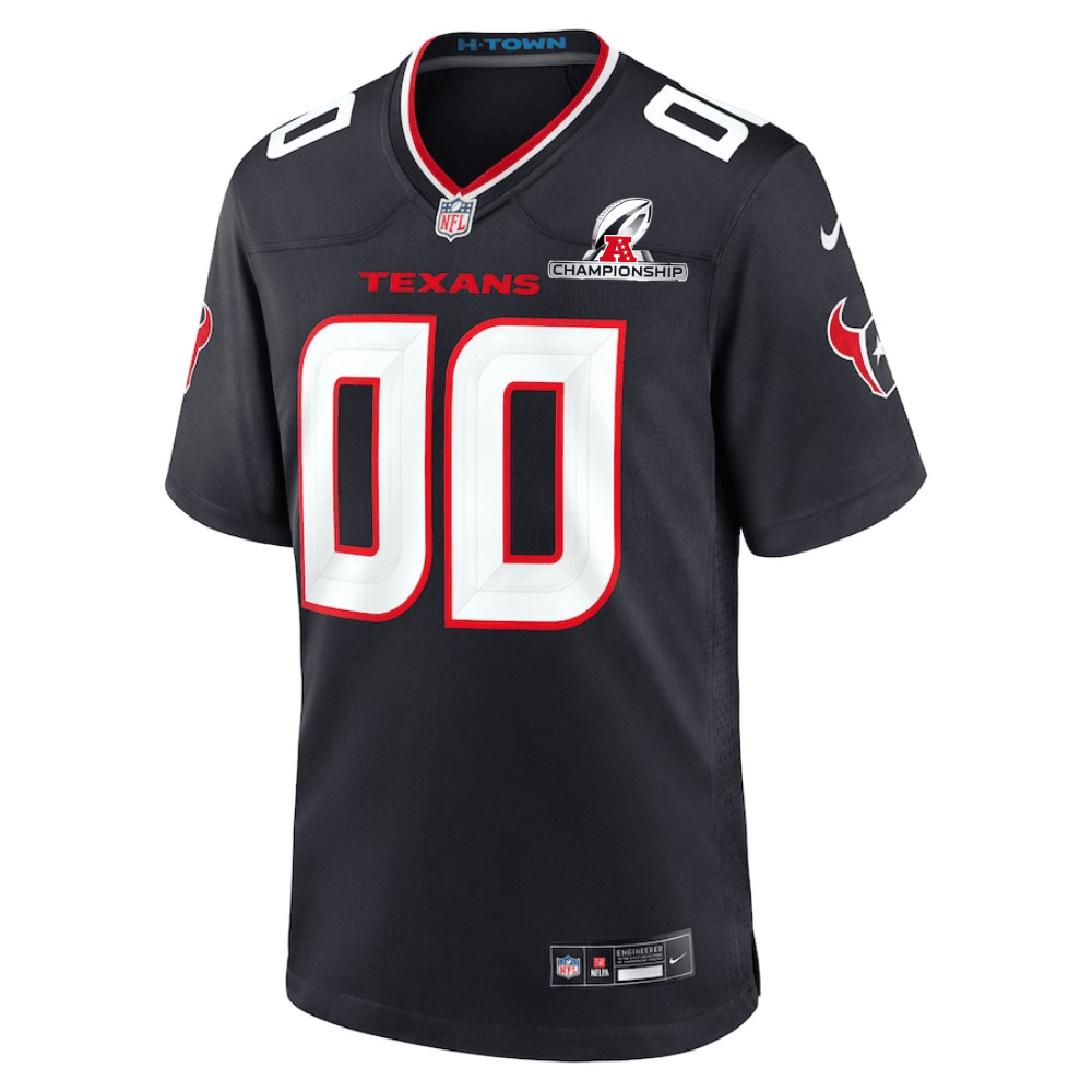 Alternative view of Houston Texans AFC Championship Patch Game Men Custom Jersey - Navy JS3192 nicesnker