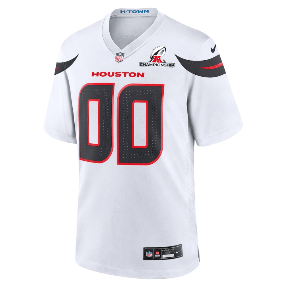 Alternative view of Houston Texans AFC Championship Patch Game Men Custom Jersey - White JS5067 nicesnker