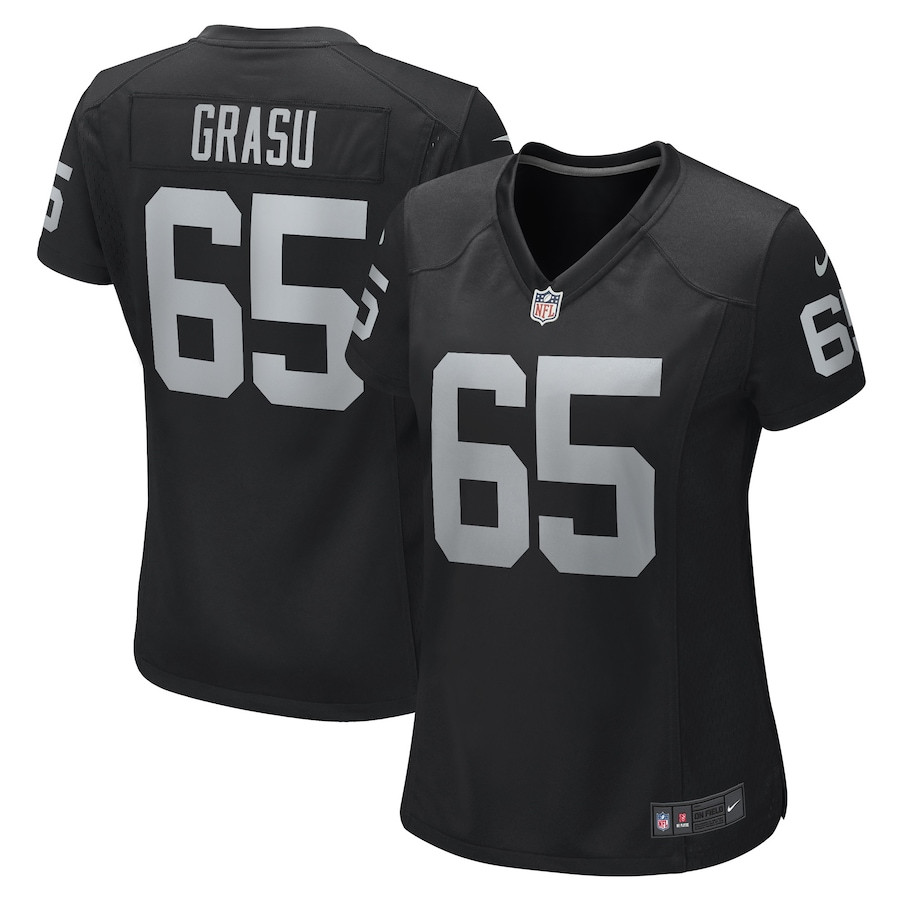 Hroniss Grasu 65 Las Vegas Raiders Women's Team Game Jersey - Black JS1387 nicesnker