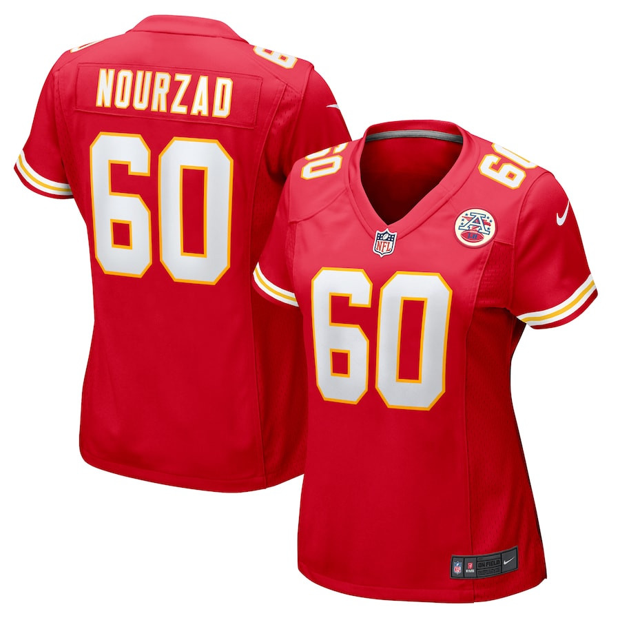 Hunter Nourzad 60 Kansas City Chiefs Women's Game Jersey - Red JS2212 nicesnker