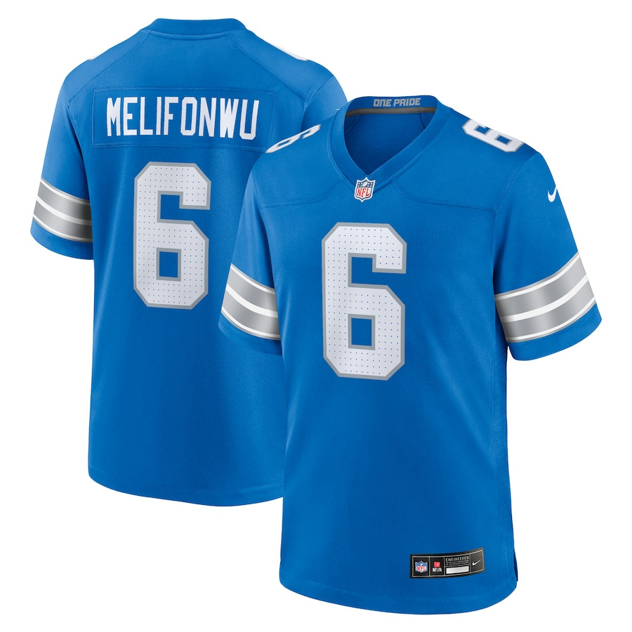 Ifeatu Melifonwu 6 Detroit Lions Team Game Men Jersey - Blue JS1437 nicesnker