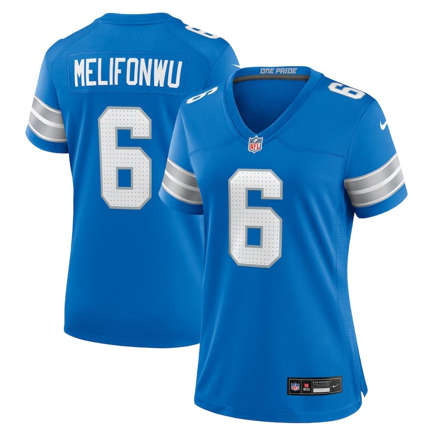 Ifeatu Melifonwu 6 Detroit Lions Women's Team Game Jersey - Blue JS8683 nicesnker