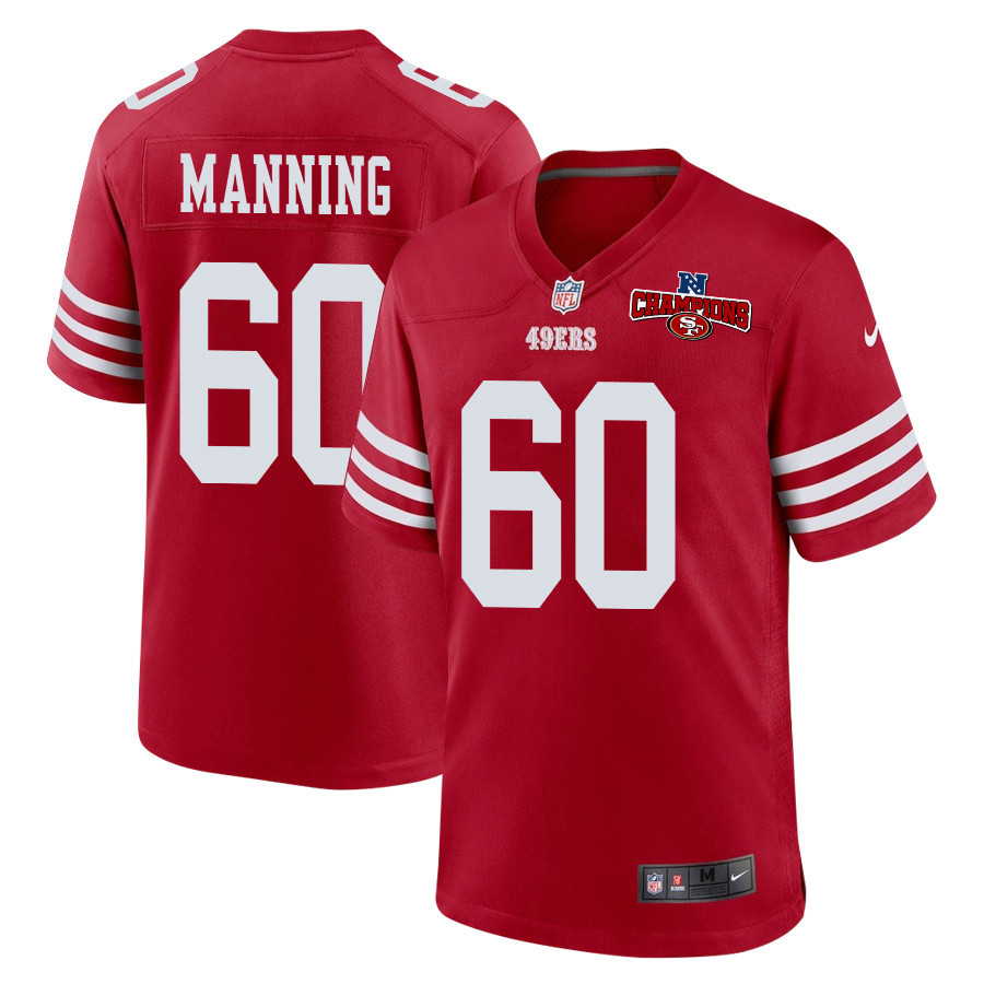 Ilm Manning 60 San Francisco 49ers NFC Champions Patch Game Men Jersey - Scarlet JS4705 nicesnker