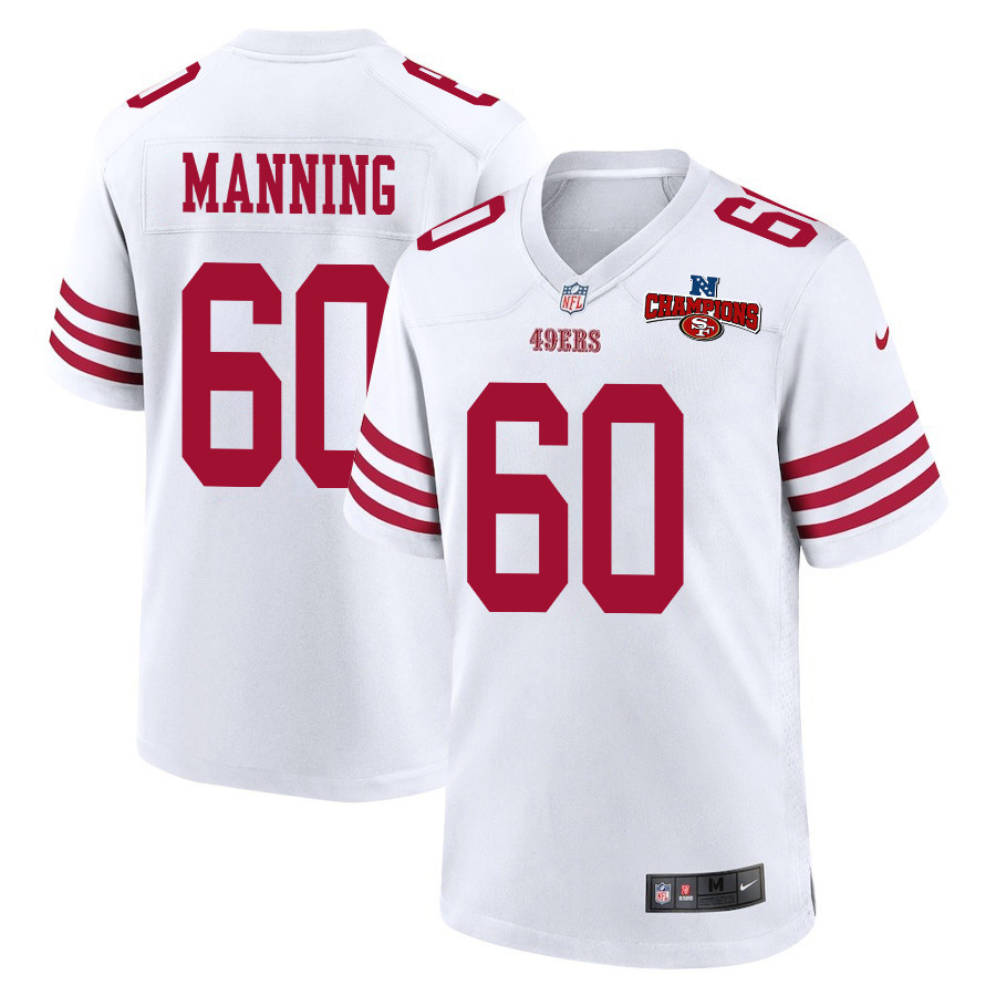 Ilm Manning 60 San Francisco 49ers NFC Champions Patch Game Men Jersey - White JS4818 nicesnker