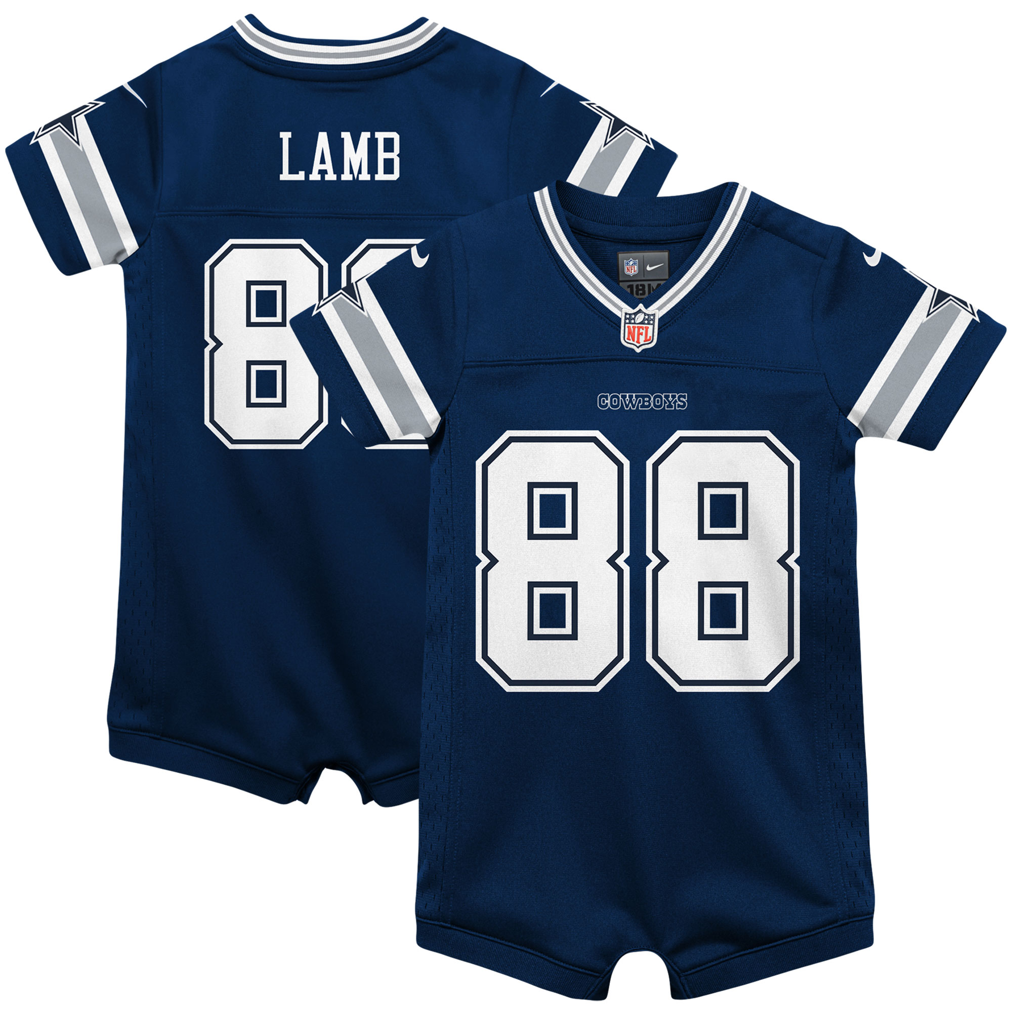 Infant Dallas Cowboys CeeDee Lamb Navy Game Jersey Romper JS4264 nicesnker