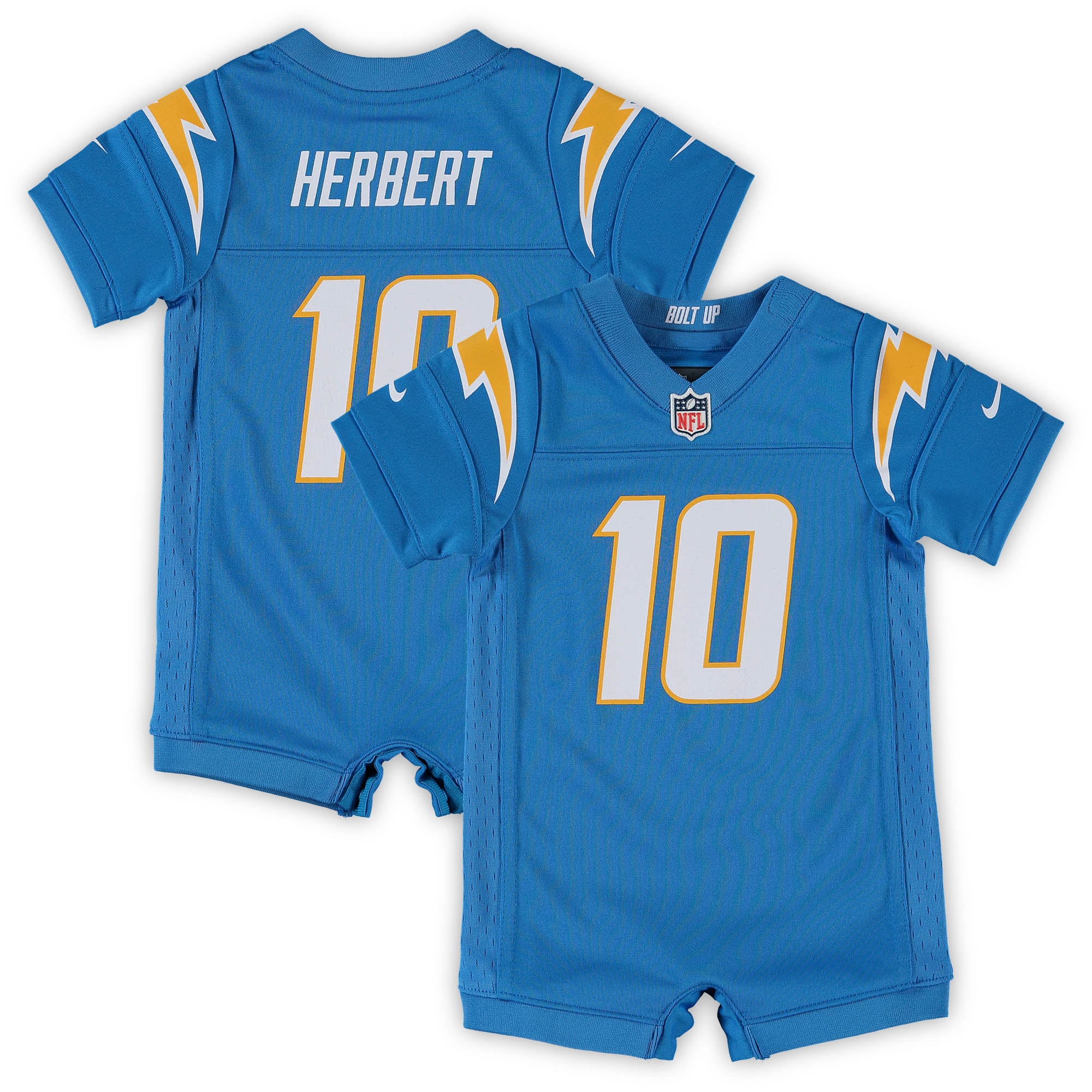 Infant Los Angeles Chargers Justin Herbert Powder Blue Game Romper Jersey JS7161 nicesnker