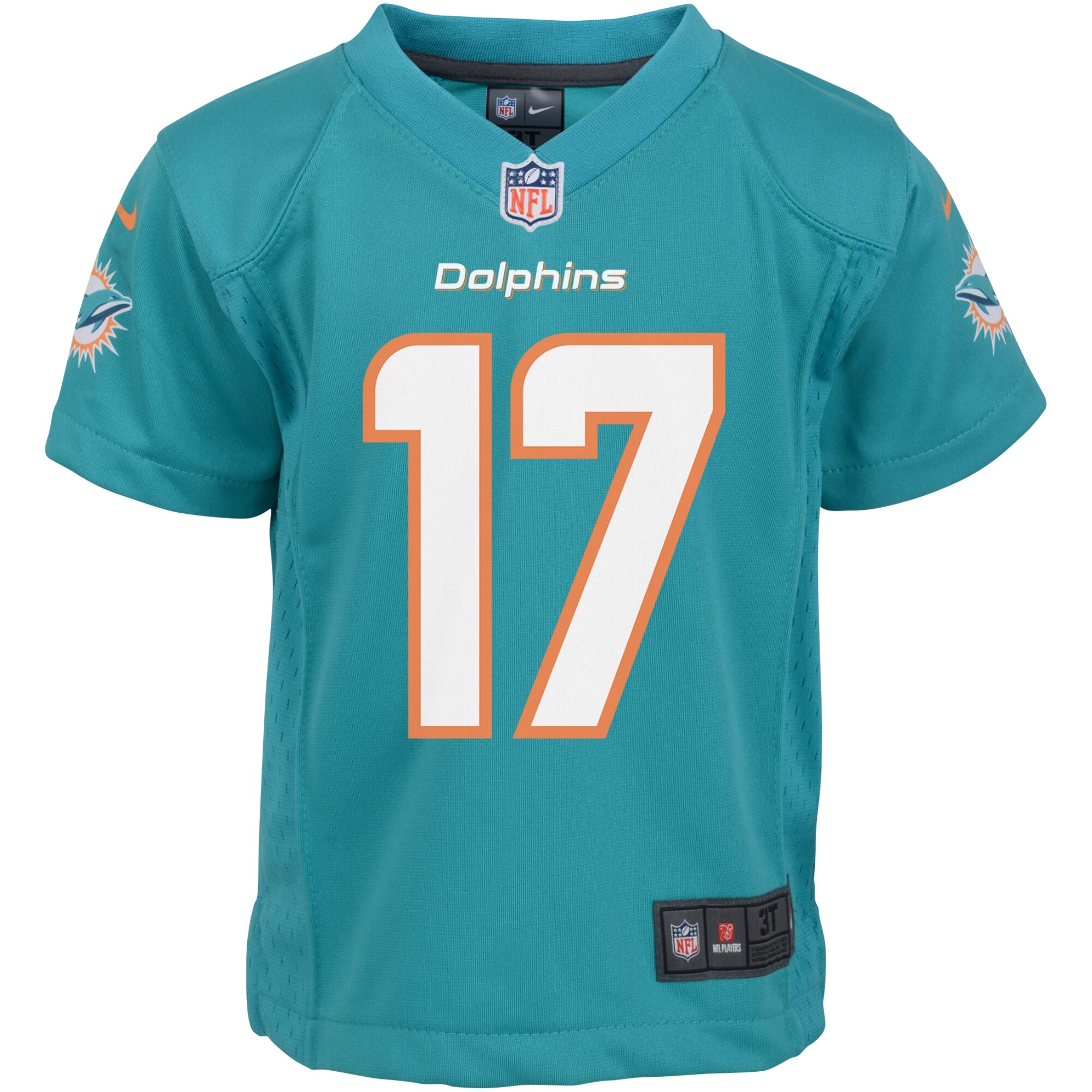 Alternative view of Infant Miami Dolphins Jaylen Waddle Aqua Player Game Jersey JS4493 nicesnker