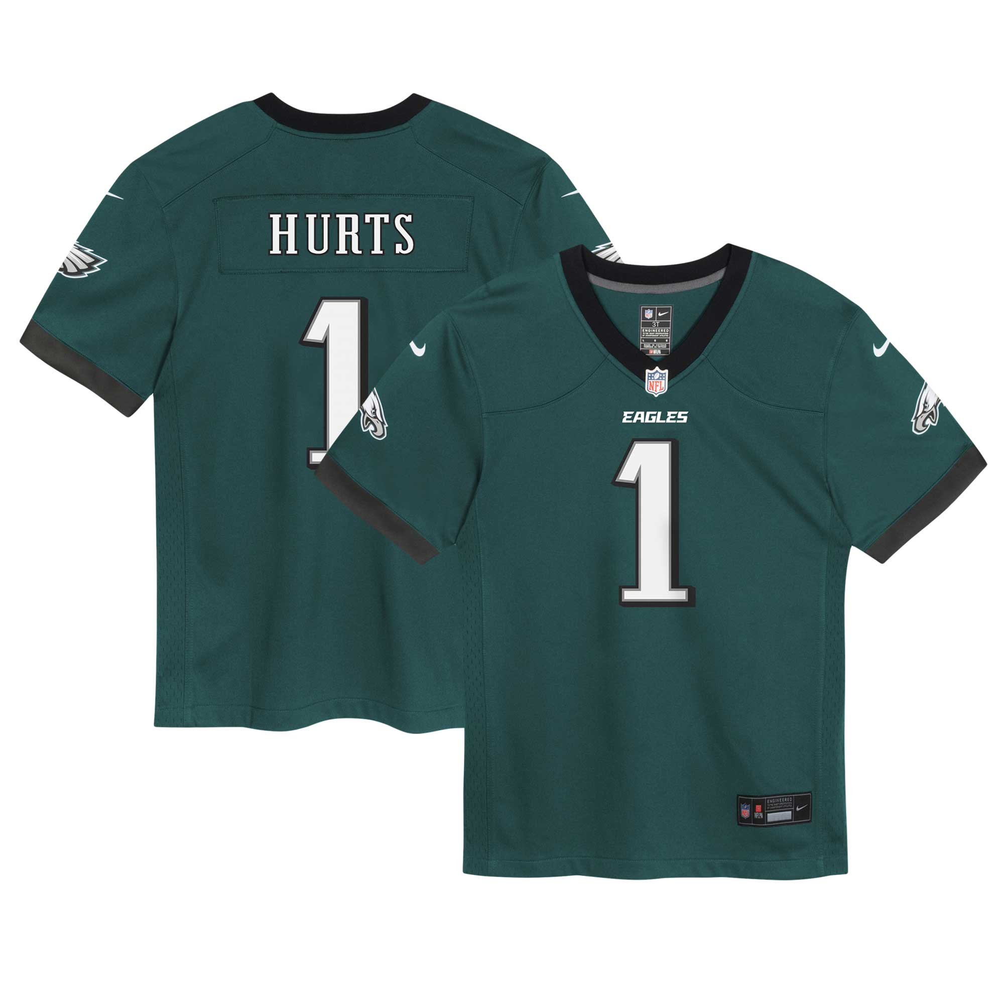 Infant Philadelphia Eagles Jalen Hurts Midnight Green Game Jersey JS8545 nicesnker