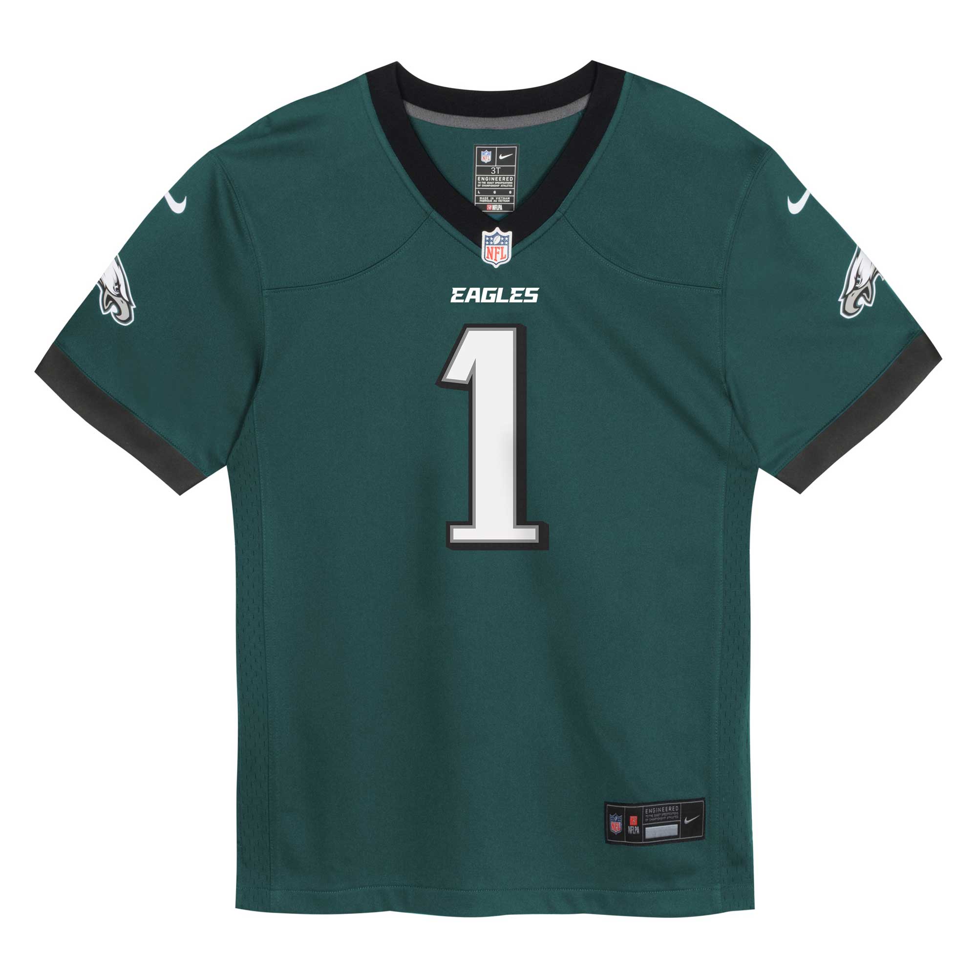 Alternative view of Infant Philadelphia Eagles Jalen Hurts Midnight Green Game Jersey JS8545 nicesnker