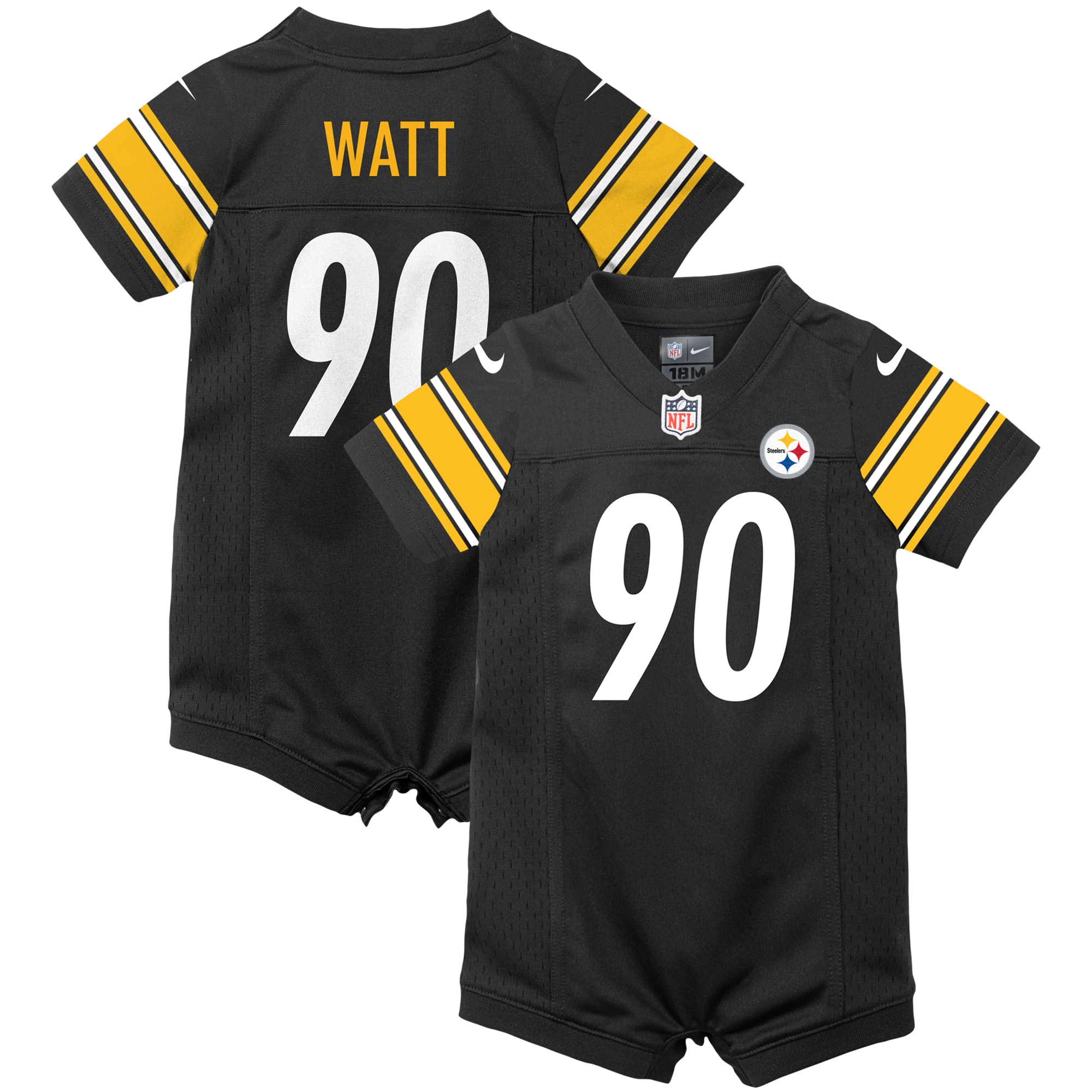 Infant Pittsburgh Steelers T.J. Watt Black Game Romper Jersey JS2787 nicesnker