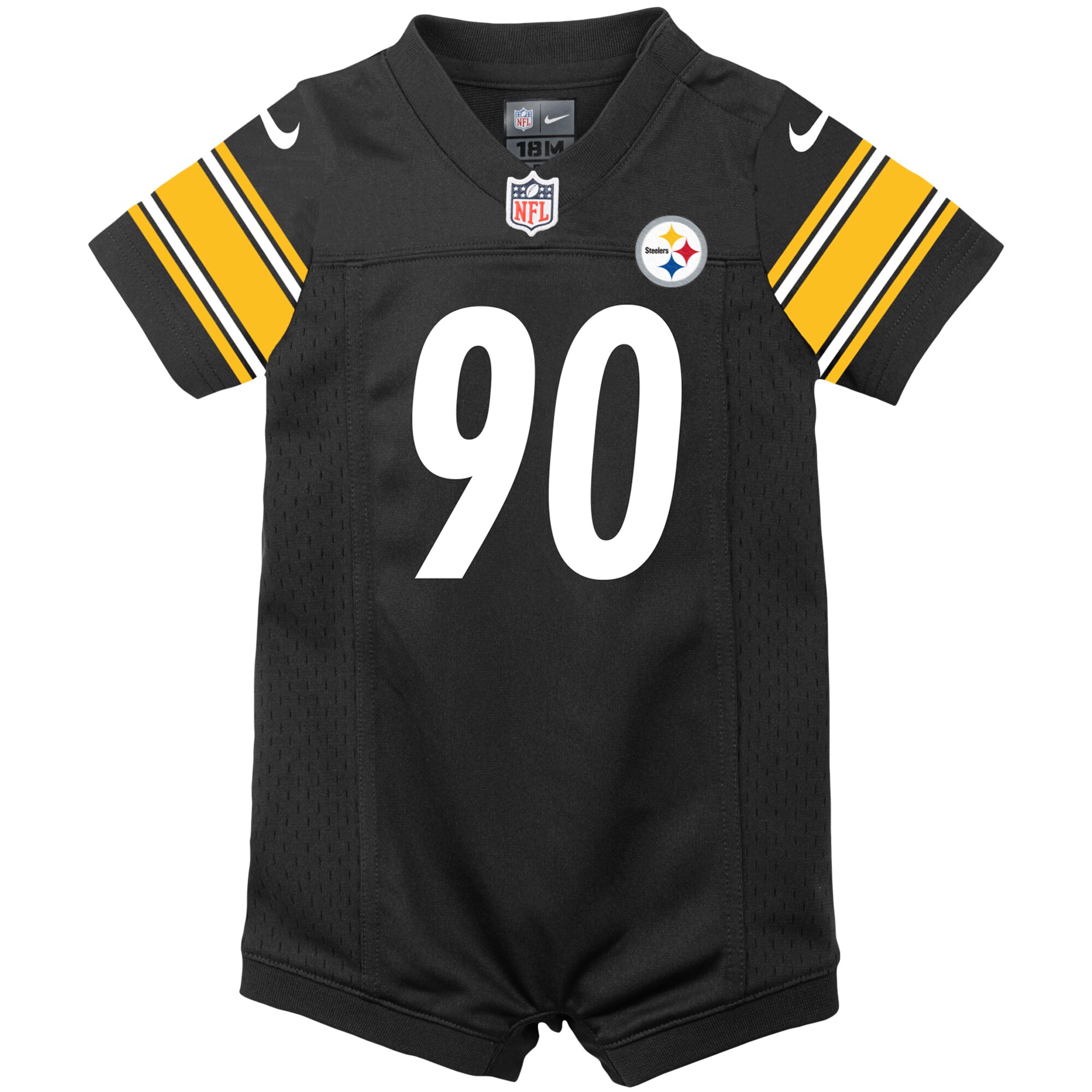 Alternative view of Infant Pittsburgh Steelers T.J. Watt Black Game Romper Jersey JS2787 nicesnker
