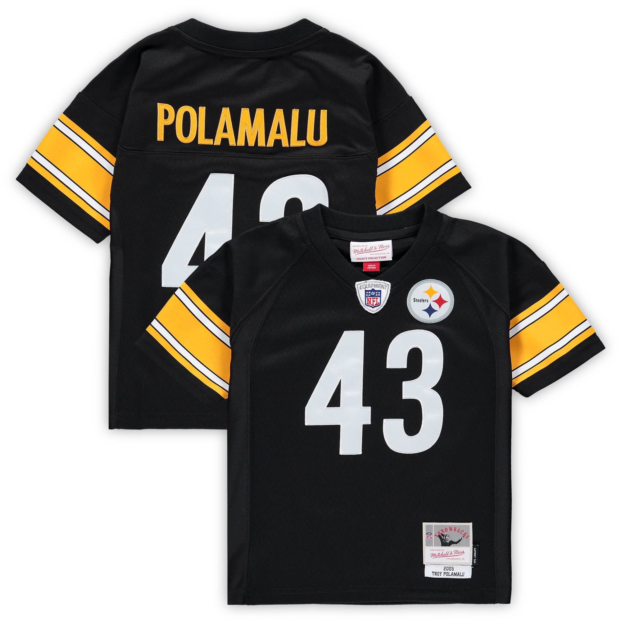 Infant Pittsburgh Steelers Troy Polamalu Mitchell & Ness Black 2005 Retired Legacy Jersey JS7405 nicesnker