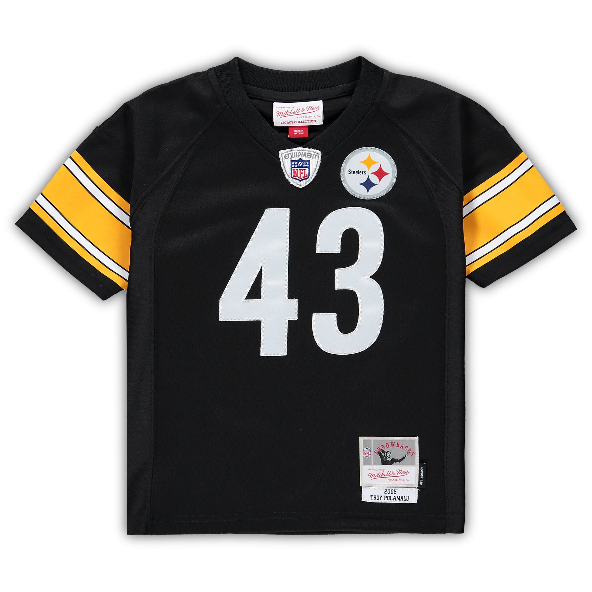 Alternative view of Infant Pittsburgh Steelers Troy Polamalu Mitchell & Ness Black 2005 Retired Legacy Jersey JS7405 nicesnker