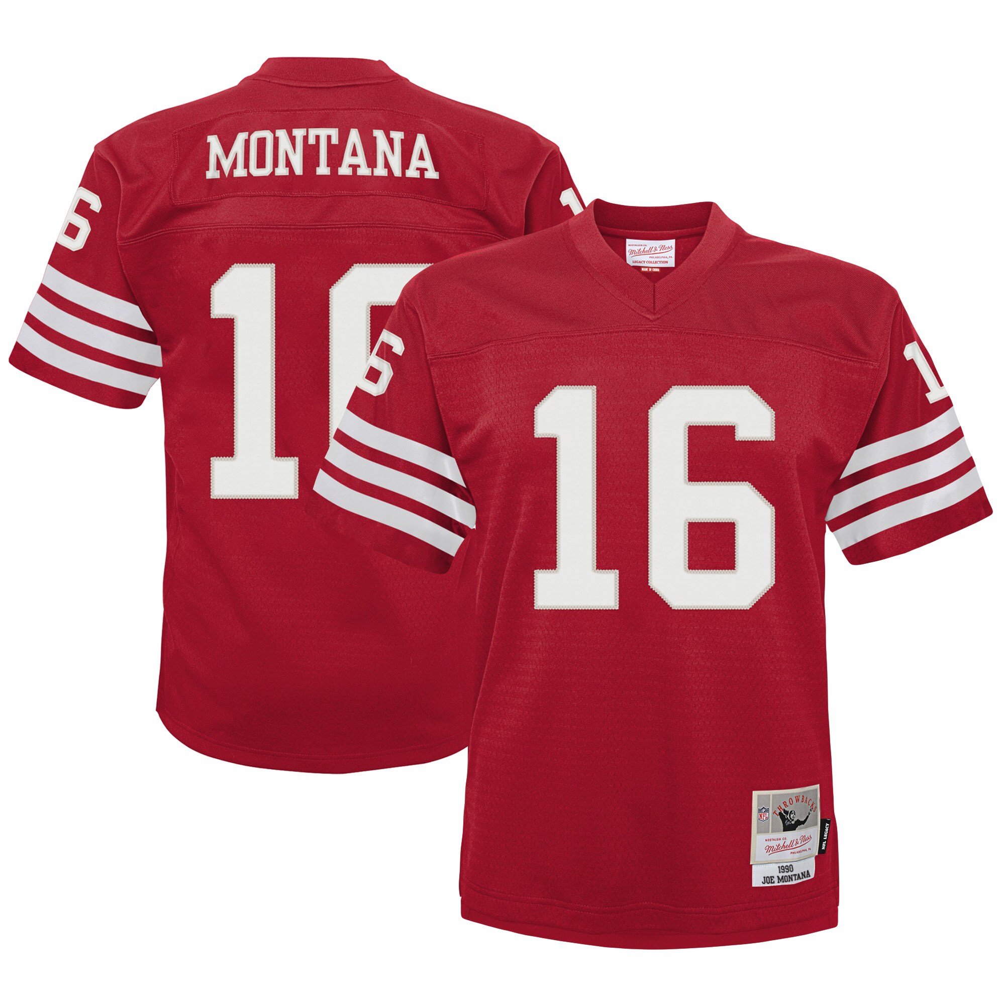 Infant San Francisco 49ers Joe Montana Mitchell & Ness Scarlet 1990 Retired Legacy Jersey JS1962 nicesnker