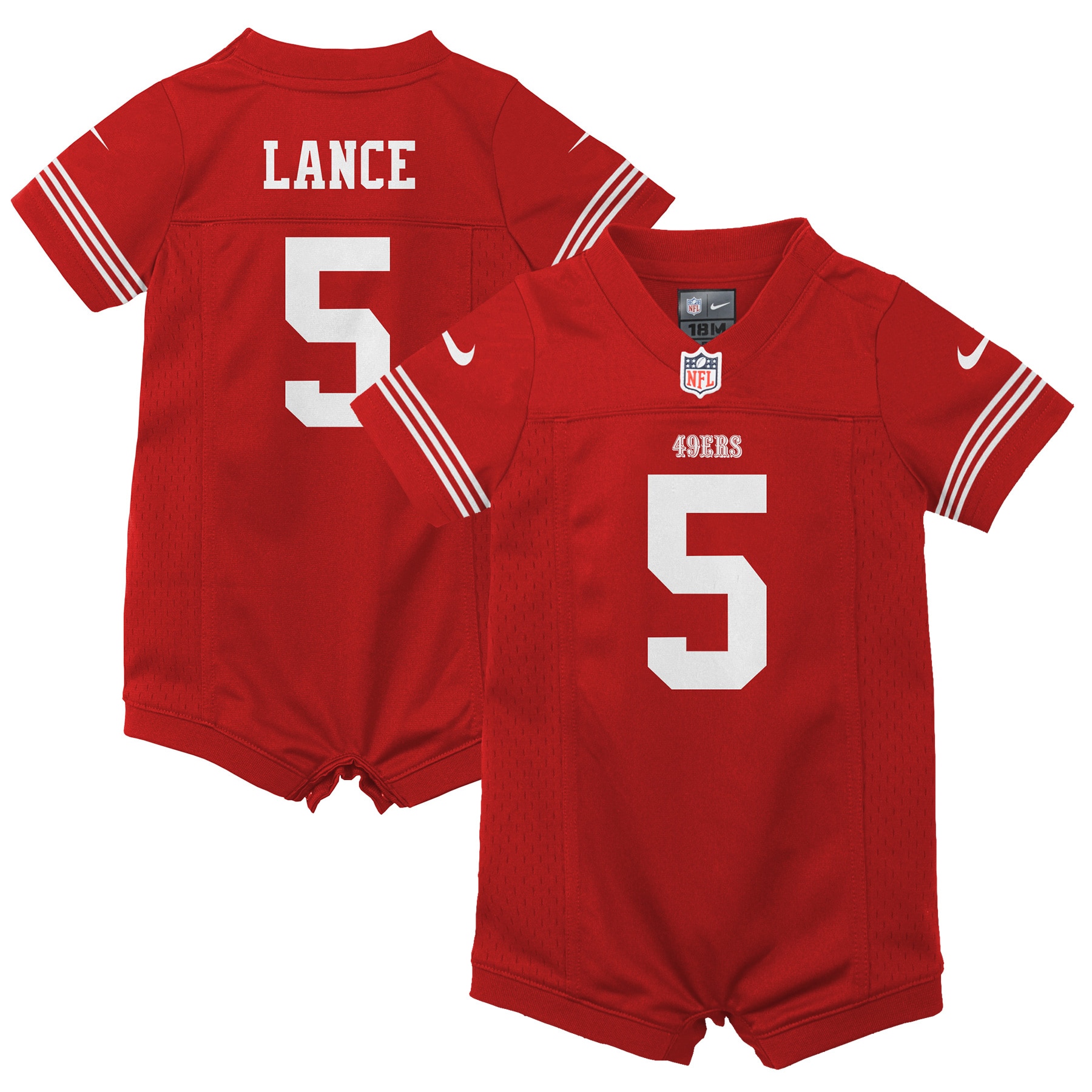 Infant San Francisco 49ers Trey Lance Scarlet Romper Game Jersey JS6016 nicesnker