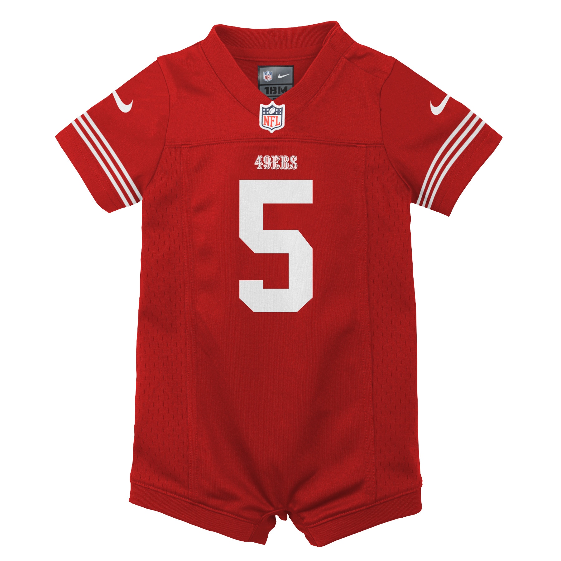 Alternative view of Infant San Francisco 49ers Trey Lance Scarlet Romper Game Jersey JS6016 nicesnker