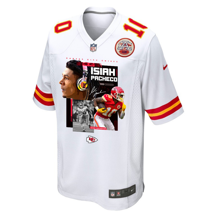 Alternative view of Isiah Pacheco 10 Kansas City Chiefs Pachinko Machine Game Men Jersey - White JS6549 nicesnker