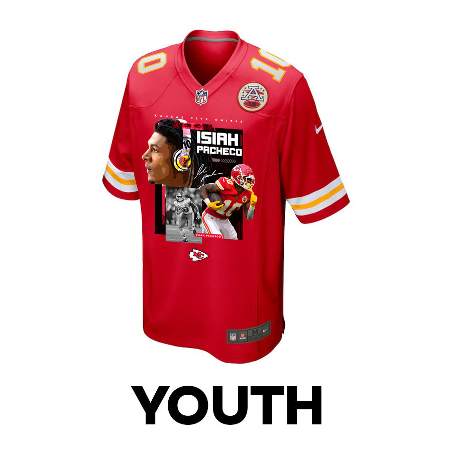 Alternative view of Isiah Pacheco 10 Kansas City Chiefs Pachinko Machine Game YOUTH Jersey - Red JS4920 nicesnker