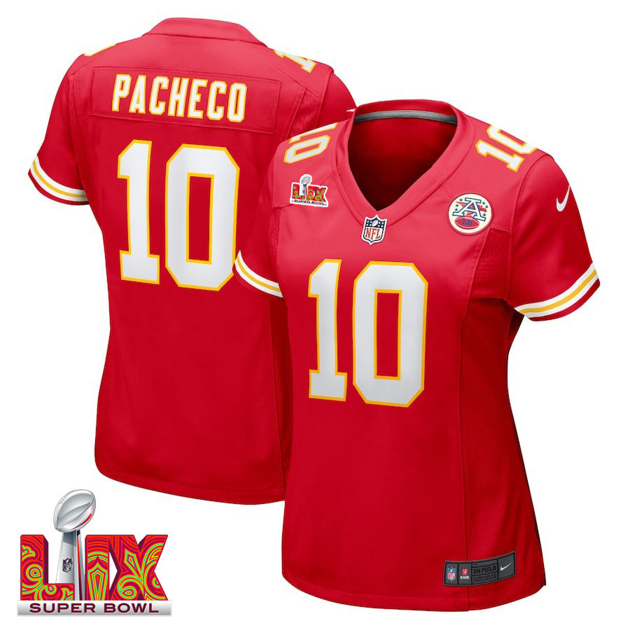 Isiah Pacheco #10 Kansas City Chiefs Super Bowl LIX Women's Jersey - Red JS6105 nicesnker