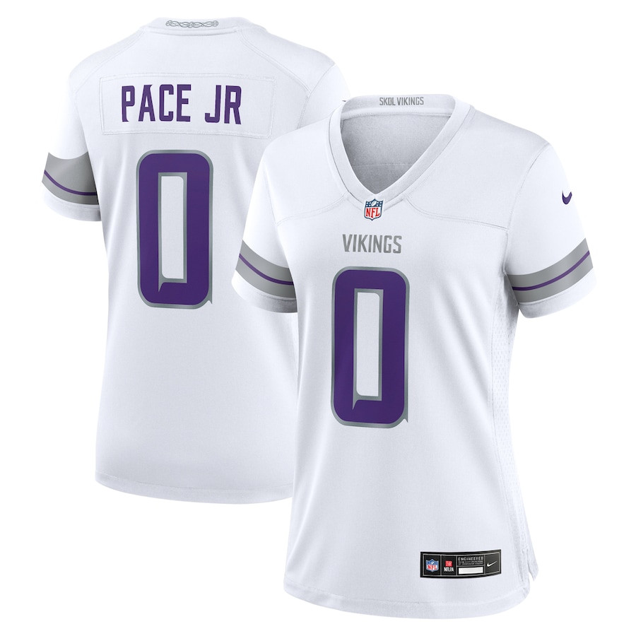 Ivan Pace Jr 0 Minnesota Vikings Women's Alternate Game Jersey - White JS2751 nicesnker