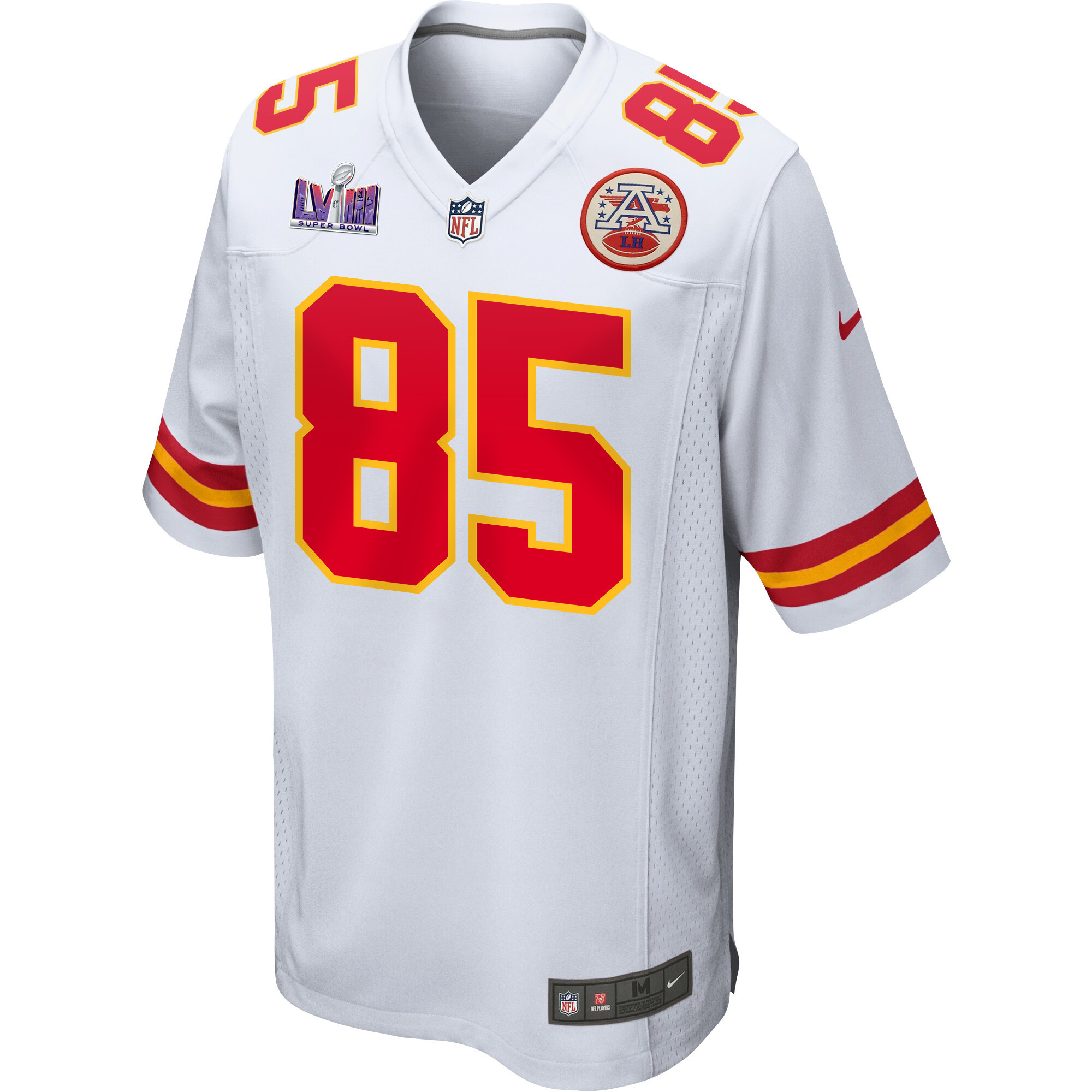 Alternative view of Izaiah Gathings 85 Kansas City Chiefs Super Bowl LVIII Patch Game Men Jersey - White JS9646 nicesnker