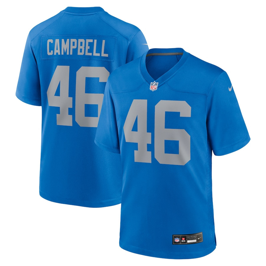Jack Campbell 46 Detroit Lions Alternate Game Men Jersey - Blue JS1745 nicesnker