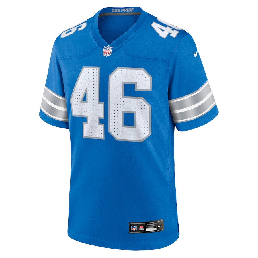 Alternative view of Jack Campbell 46 Detroit Lions Game Men Jersey - Blue JS3814 nicesnker