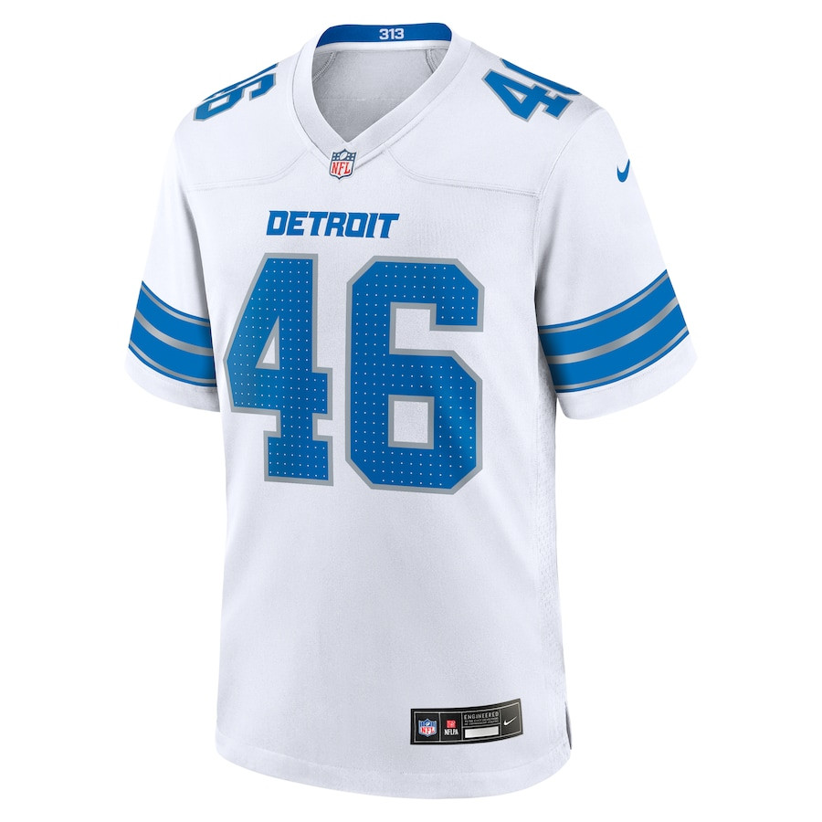 Alternative view of Jack Campbell 46 Detroit Lions White Game Men Jersey - White JS1639 nicesnker