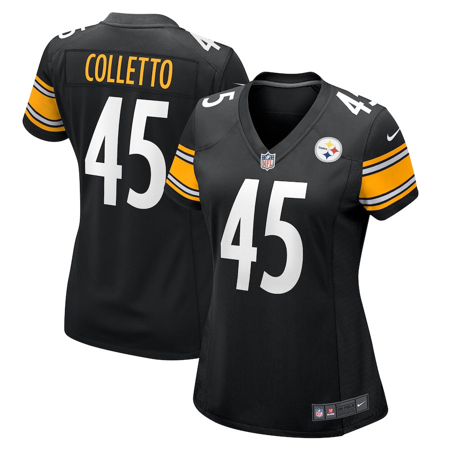 Jack Colletto 45 Pittsburgh Steelers Game Women Jersey - Black JS4611 nicesnker
