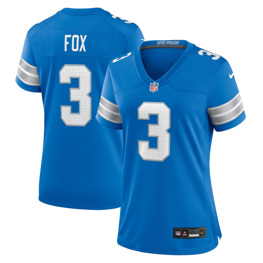 Jack Fox 3 Detroit Lions Women's Team Game Jersey - Blue JS3588 nicesnker