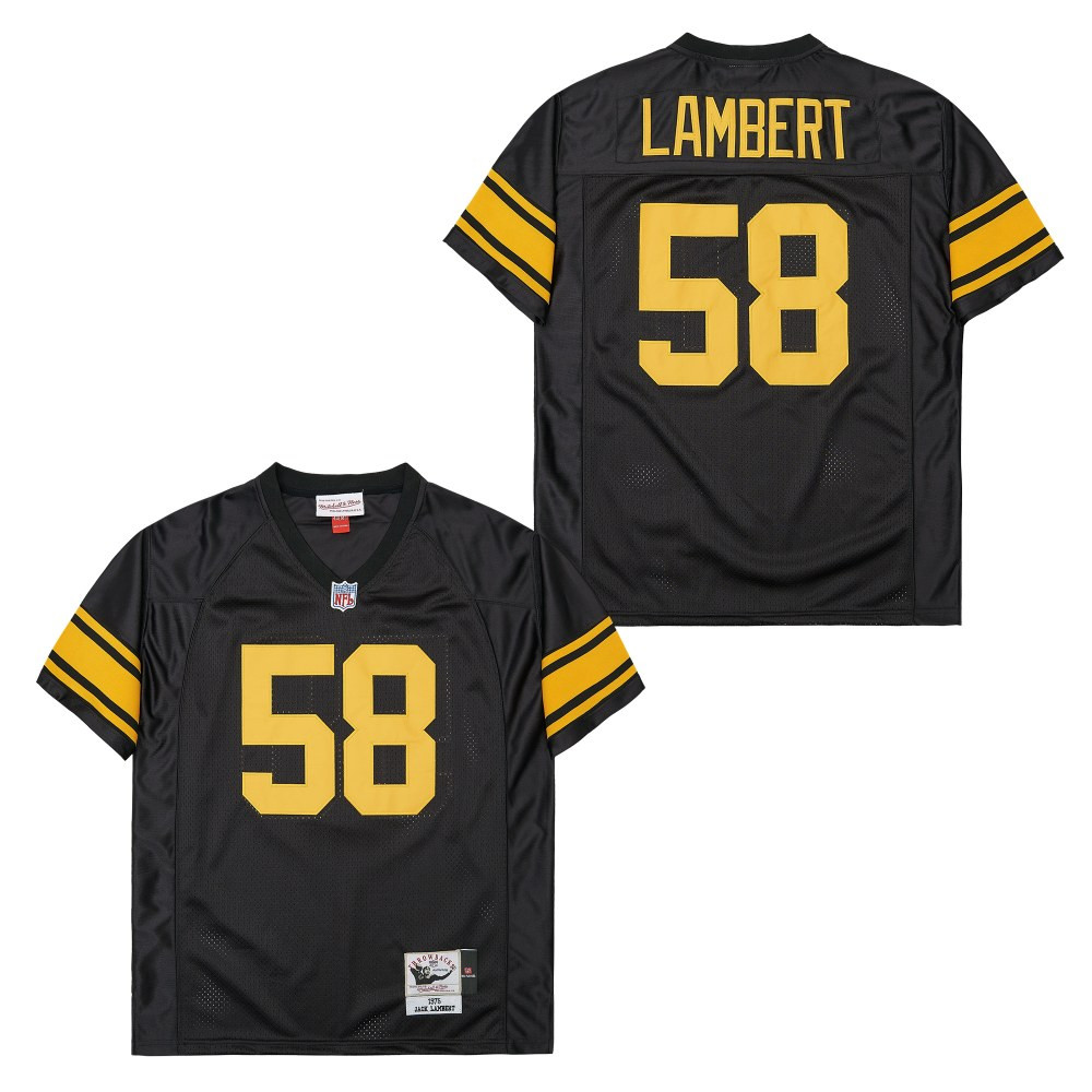 Alternative view of Jack Lambert 58 Pittsburgh Steelers Retro Throwback Men Jersey - Black JS5444 nicesnker