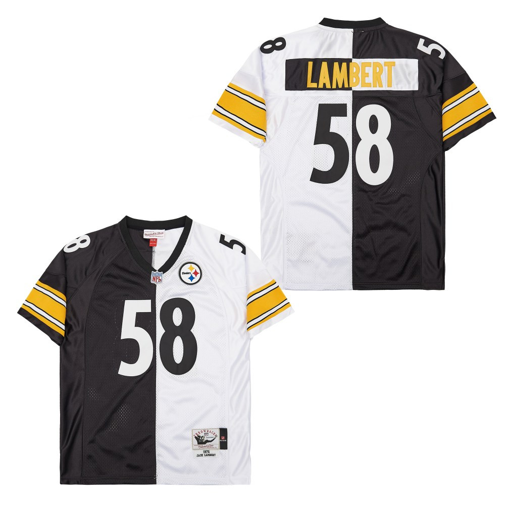 Alternative view of Jack Lambert 58 Pittsburgh Steelers Two-Toned Retro Throwback Men Jersey - Black/White JS7295 nicesnker