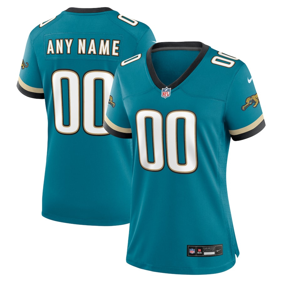 Jacksonville Jaguars Women's Prowler Throwback Game Custom Jersey - Teal JS7148 nicesnker