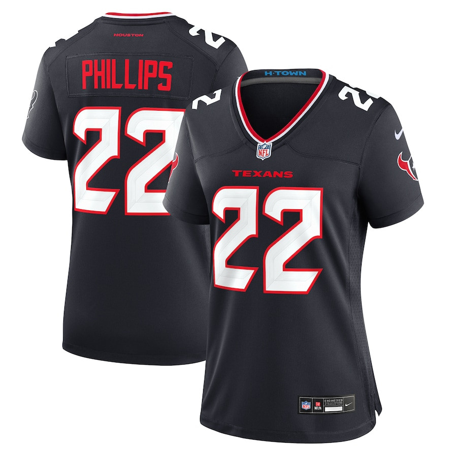 Jacob Phillips 22 Houston Texans Women's Game Jersey - Navy JS7054 nicesnker