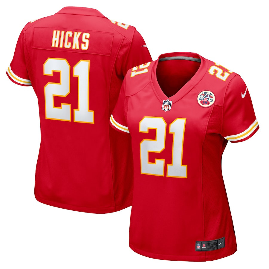 Jaden Hicks 21 Kansas City Chiefs Women's Game Jersey - Red JS9171 nicesnker