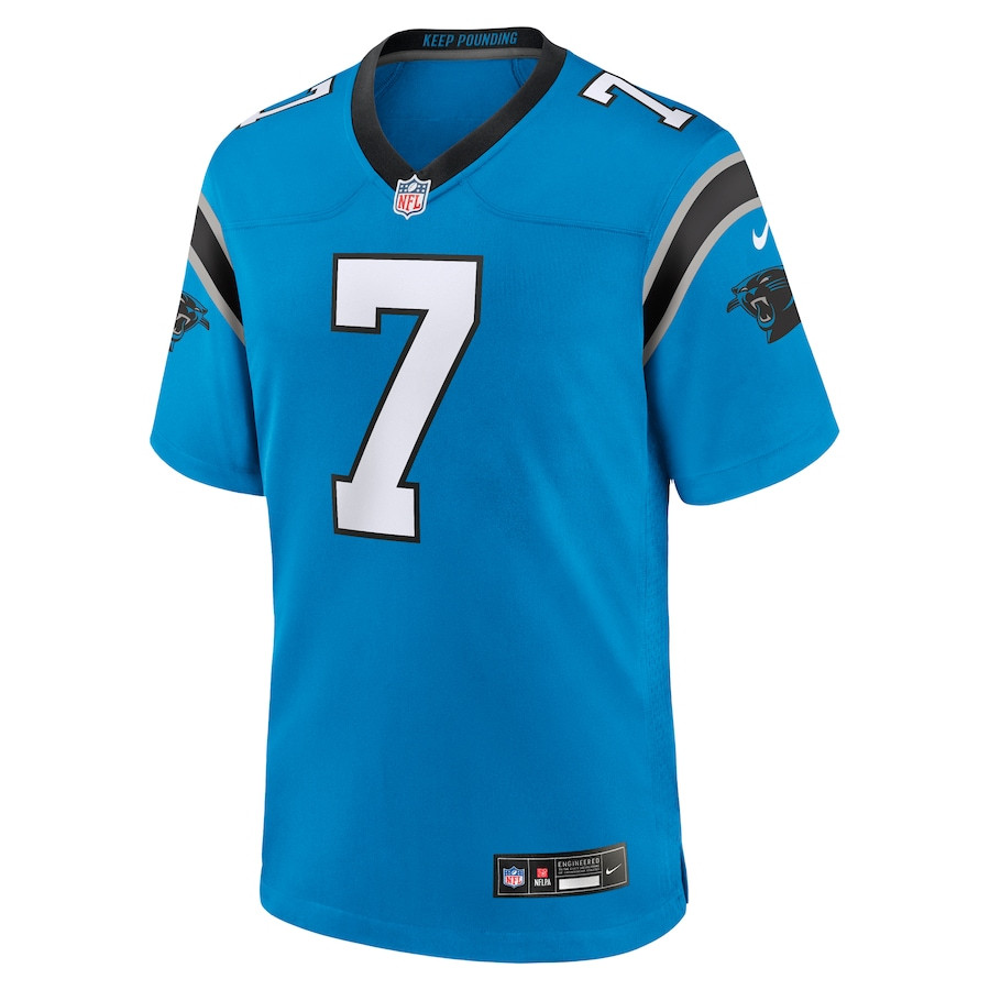 Alternative view of Jadeveon Clowney 7 Carolina Panthers Alternate Game Jersey - Men Blue JS7356 nicesnker
