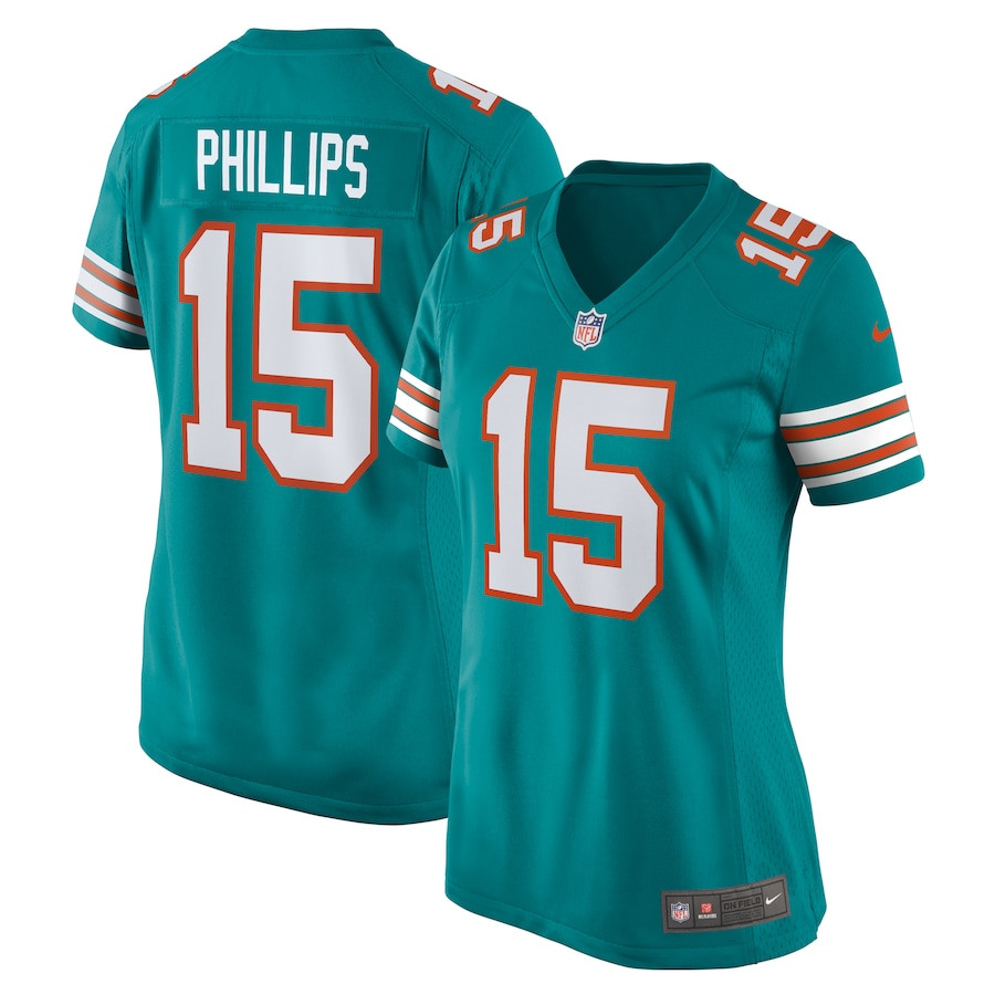 Jaelan Phillips 15 Miami Dolphins Women Alternate Game Jersey - Aqua JS9939 nicesnker