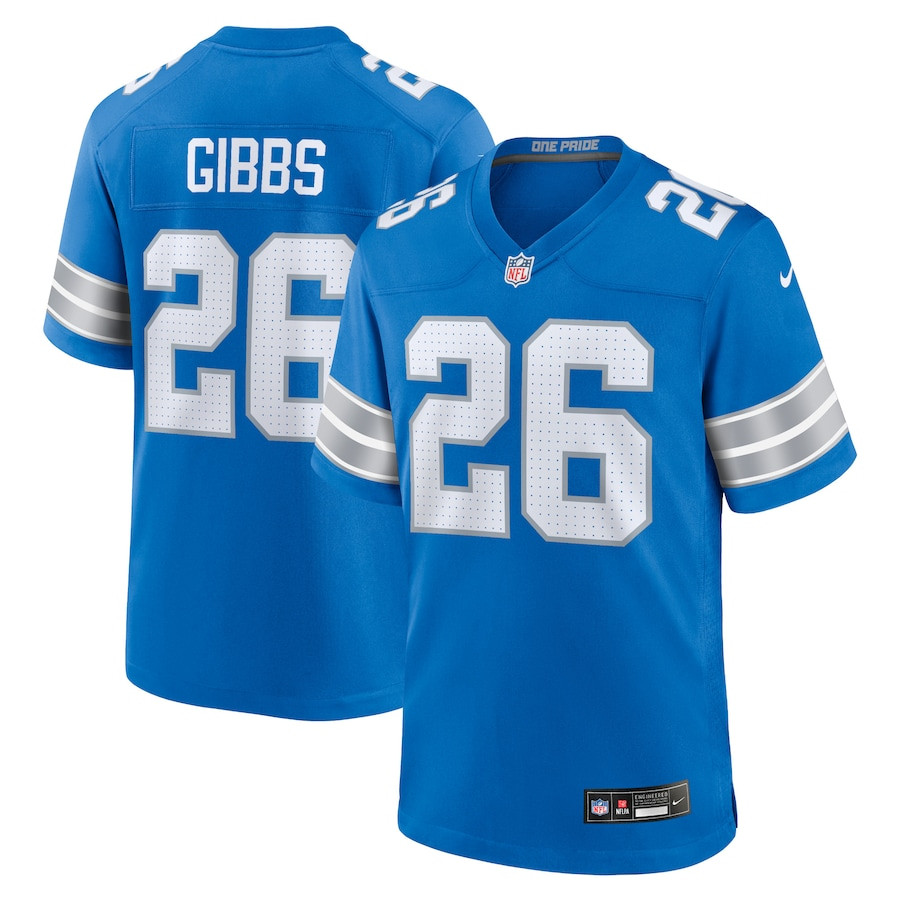 Jahmyr Gibbs 26 Detroit Lions Game Jersey - Men, Blue JS9047 nicesnker