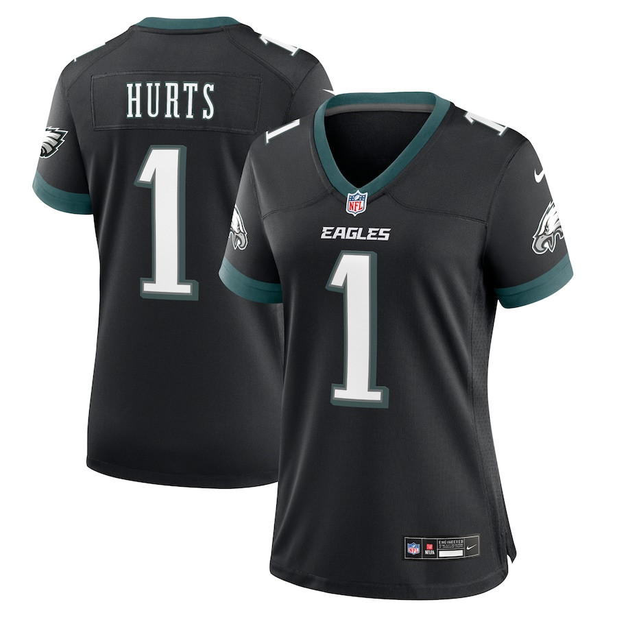 Jalen Hurts 1 Philadelphia Eagles Alternate Game Women Jersey - Black JS8558 nicesnker
