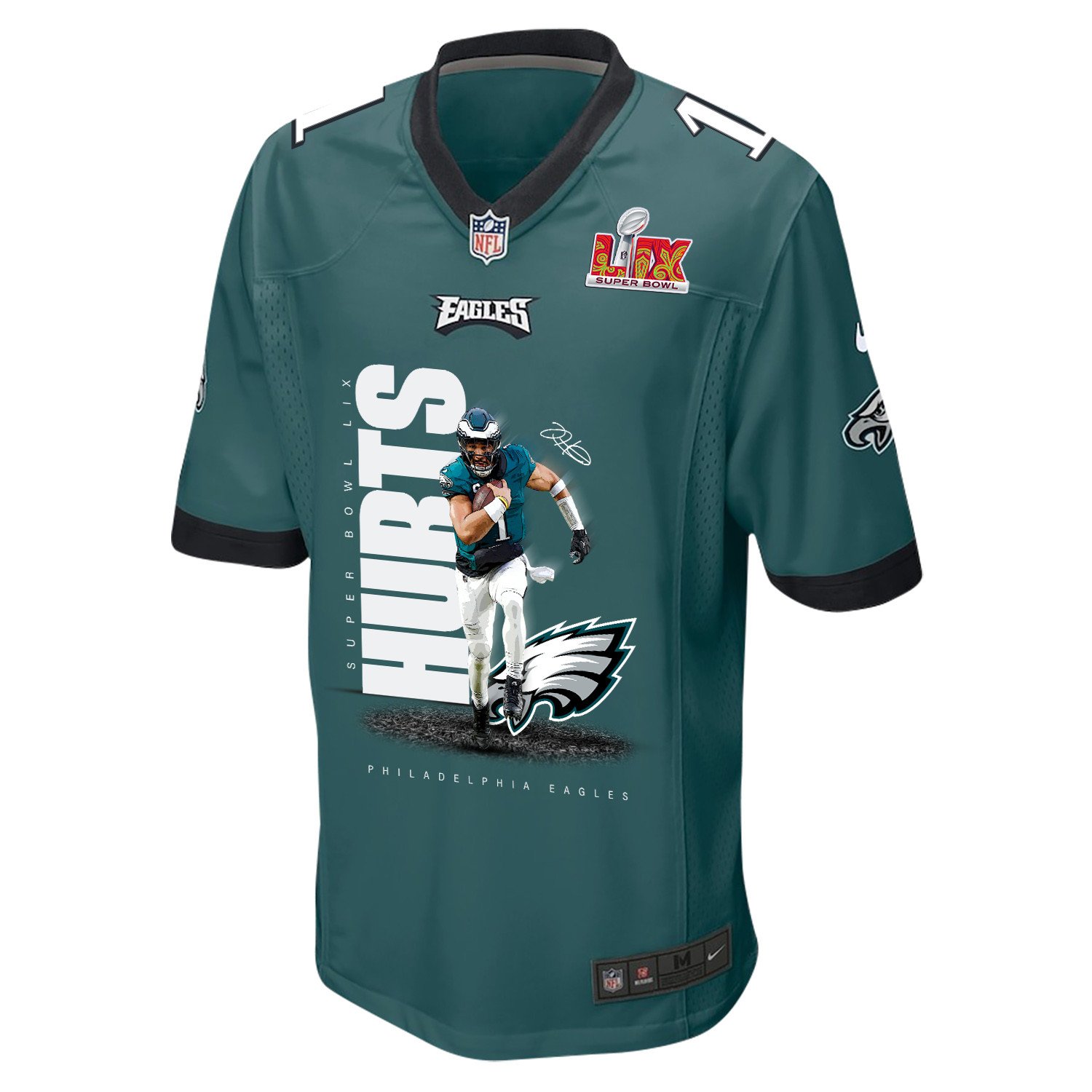 Alternative view of Jalen Hurts 1 Philadelphia Eagles 'Hurts So Good' Game Men Jersey - Midnight Green JS1552 nicesnker