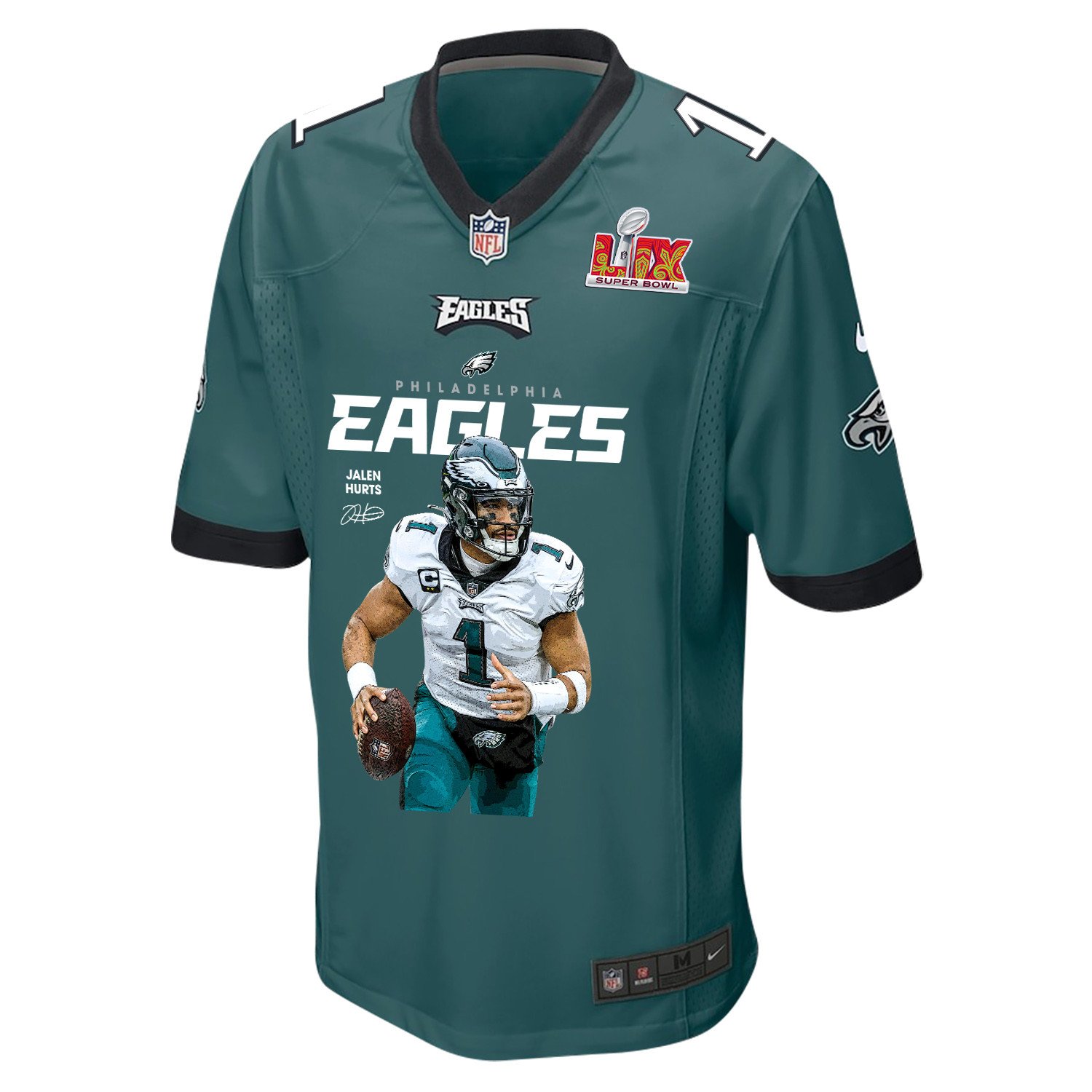 Alternative view of Jalen Hurts 1 Philadelphia Eagles 'The Hurtsbreakers' Game Men Jersey - Midnight Green JS8716 nicesnker