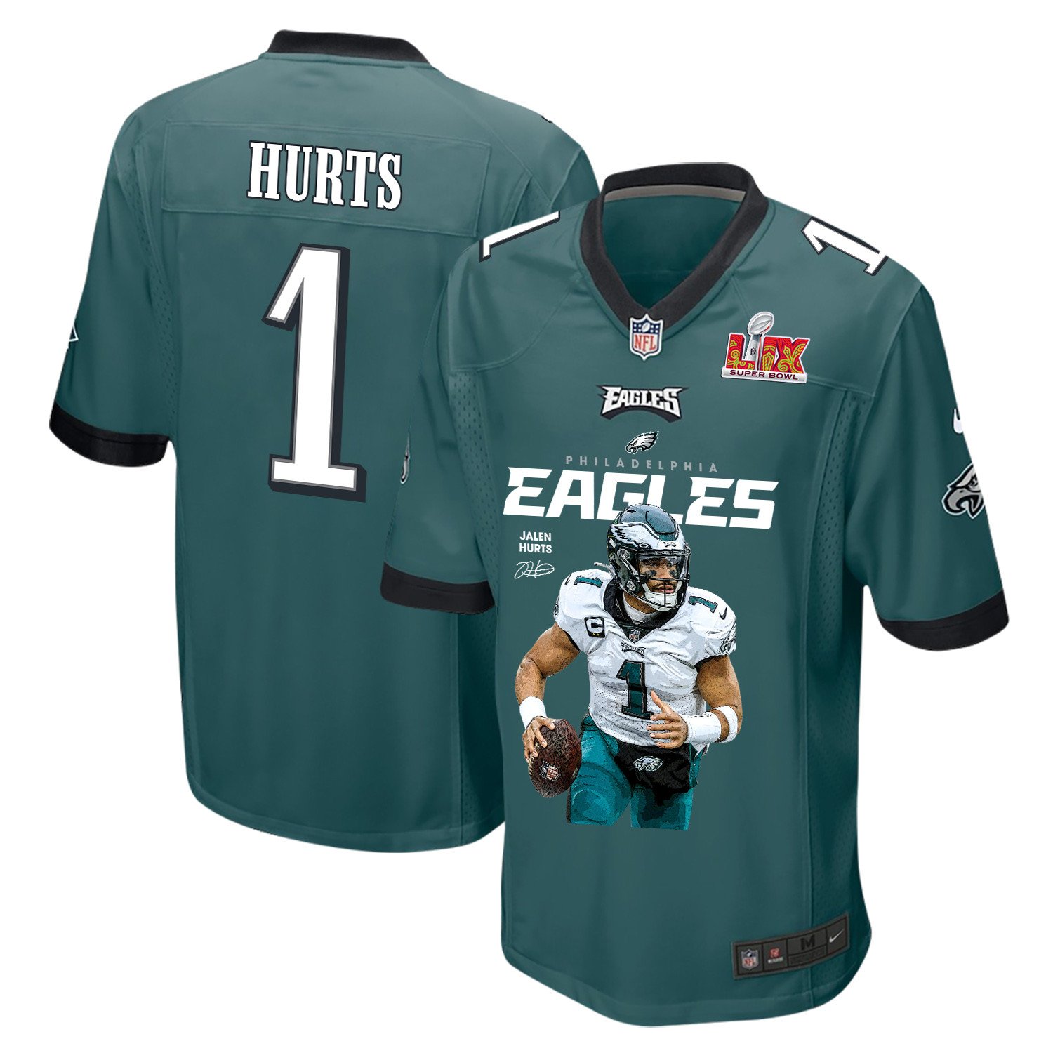 Jalen Hurts 1 Philadelphia Eagles 'The Hurtsbreakers' Game Men Jersey - Midnight Green JS8716 nicesnker
