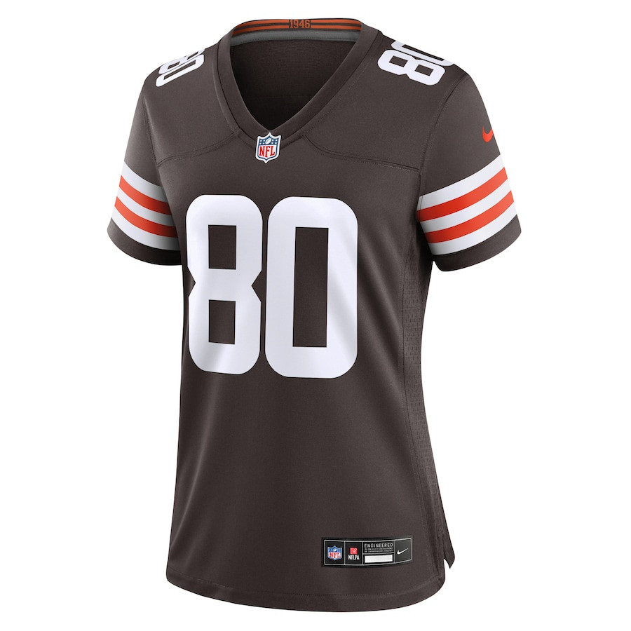 Alternative view of Jamari Thrash 80 Cleveland Browns Women's Game Jersey - Brown JS8958 nicesnker