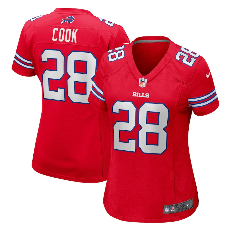 James Cook 28 Buffalo Bills Women Game Jersey - Red JS7315 nicesnker