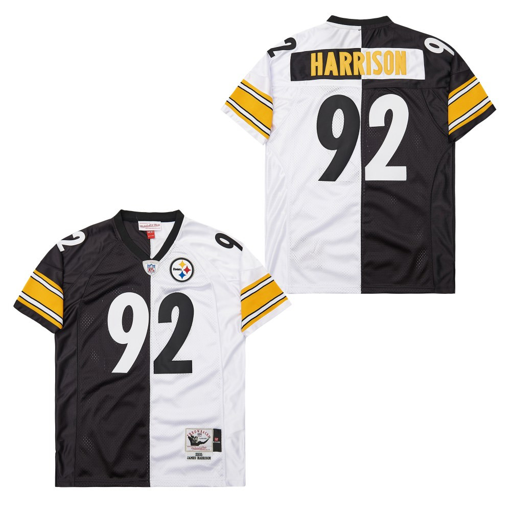 James Harrison 92 Pittsburgh Steelers Two-Toned Retro Throwback Men Jersey - Black/White JS3606 nicesnker