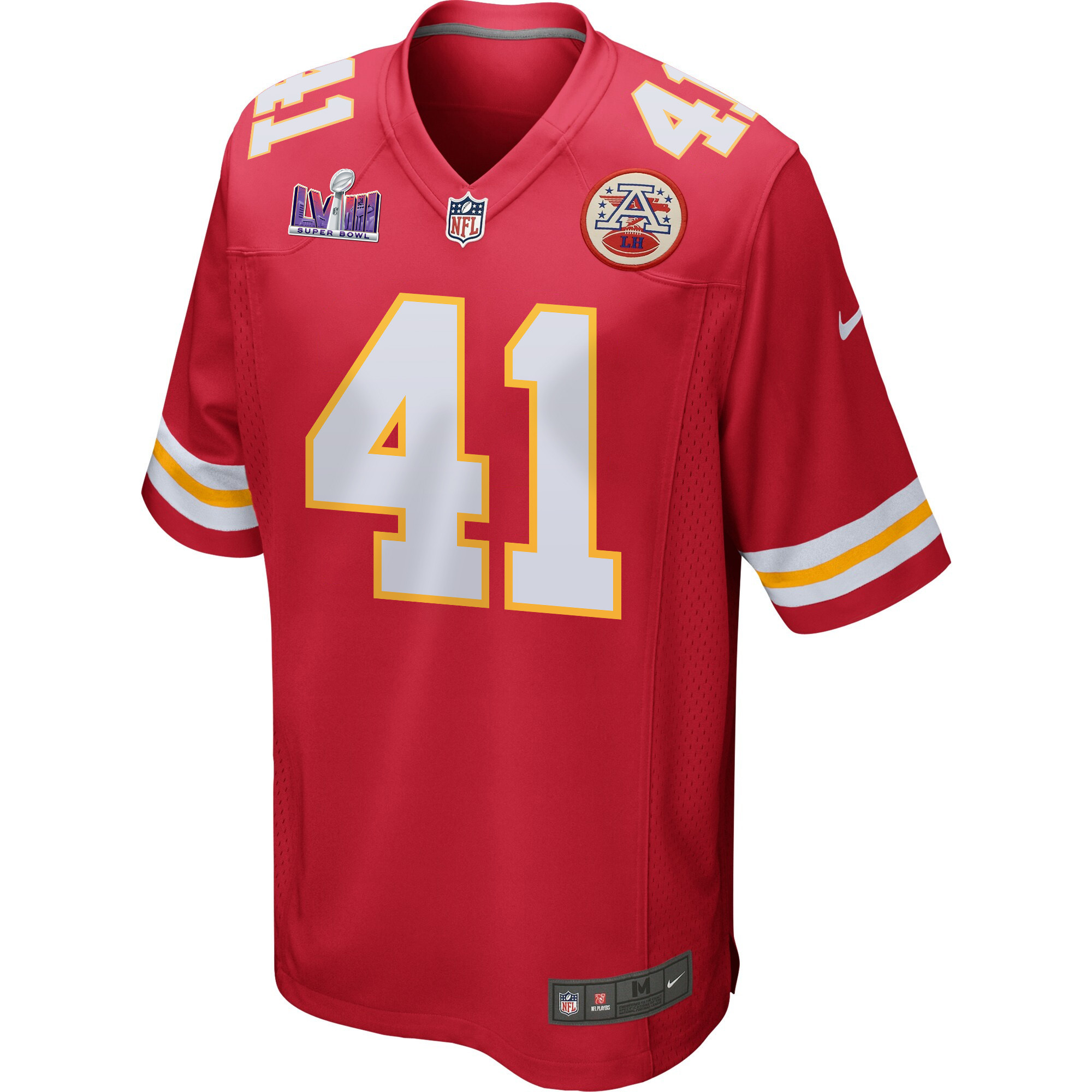 Alternative view of James Winchester 41 Kansas City Chiefs Super Bowl LVIII Patch Game Men Jersey - Red JS3730 nicesnker